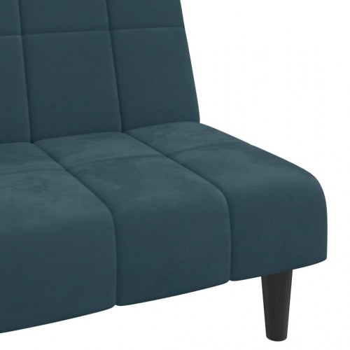 2-personers sovesofa i fløjl - blå