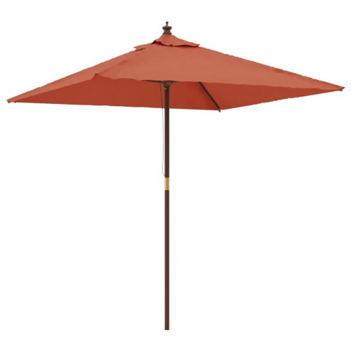 Haveparasol med træstang - terrakotta, 198 x 198 x 231 cm
