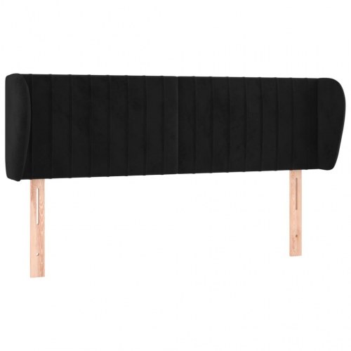 Sengegavl med kanter i fløjl 147 x 23 x 78/88 cm - sort