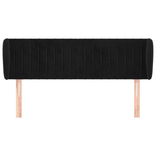 Sengegavl med kanter i fløjl 147 x 23 x 78/88 cm - sort