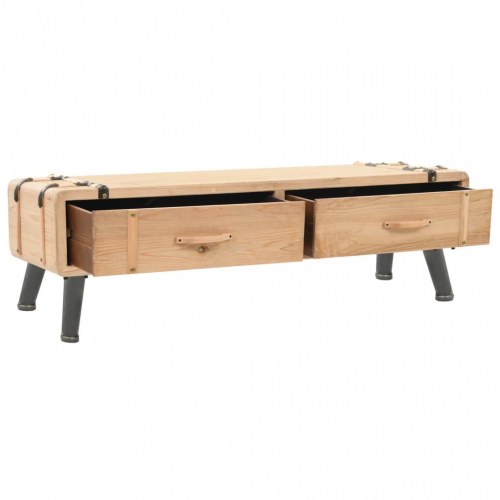 Tv-bord 110x33x35 cm i massivt fyrretræ - retro kuffertdesign