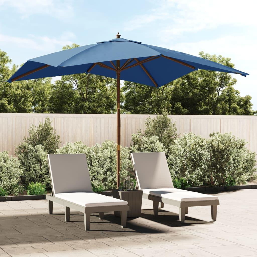 Haveparasol med træstang 300x300x273 cm azurblå