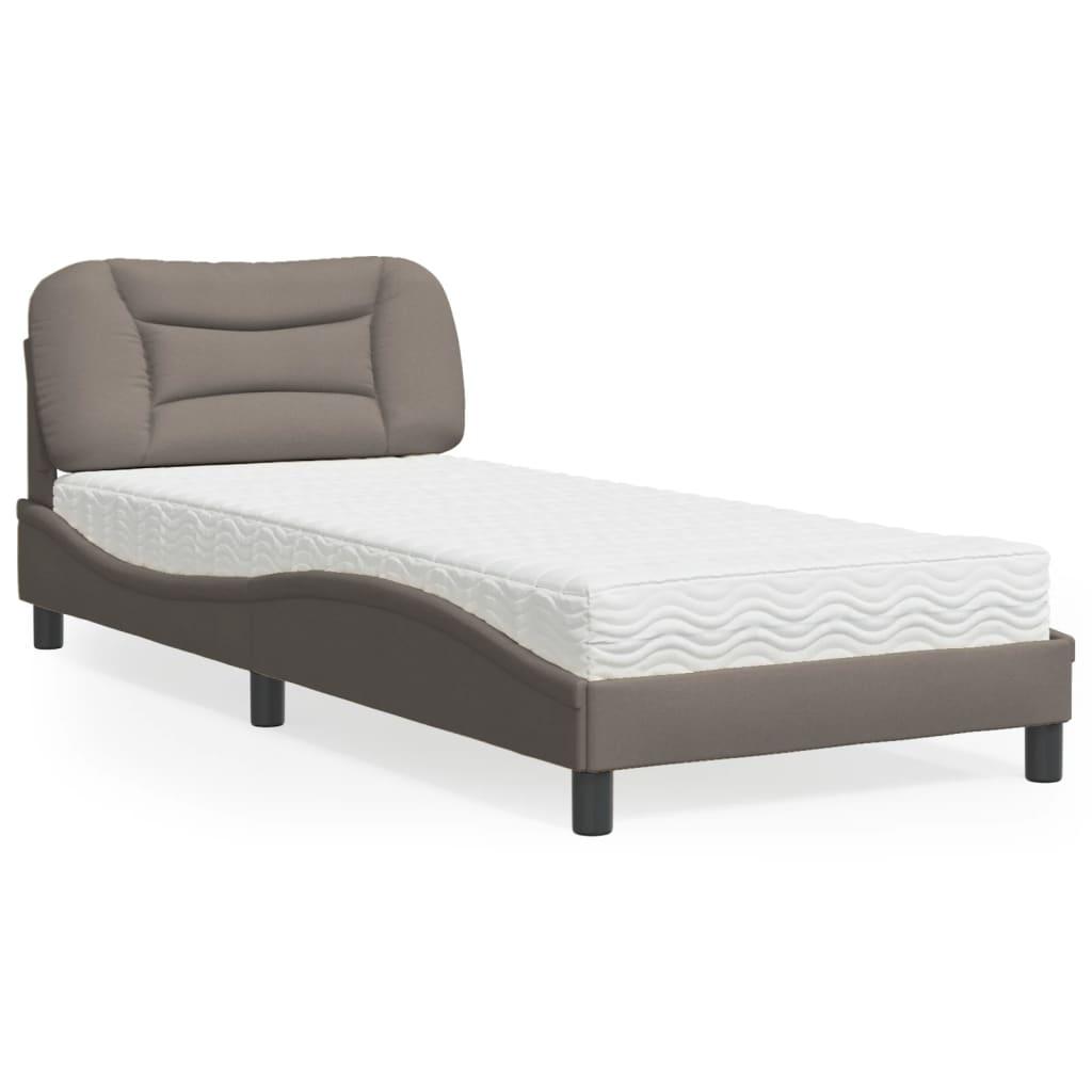 Seng med madras 90x200 cm stof gråbrun