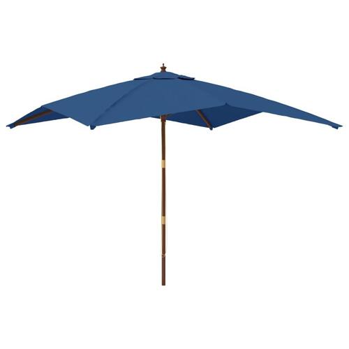 Haveparasol med træstang 300x300x273 cm azurblå