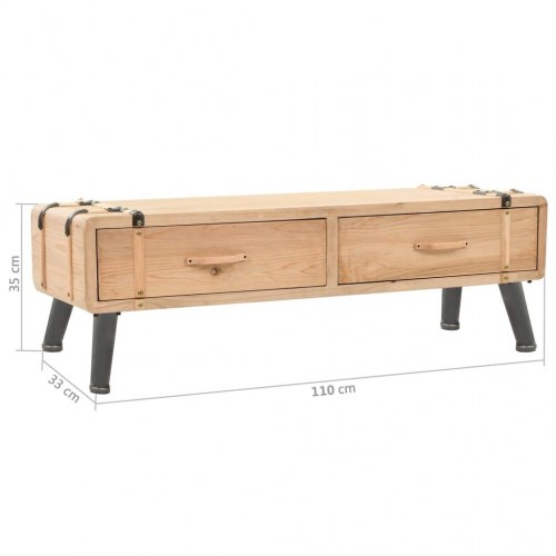Tv-bord 110x33x35 cm i massivt fyrretræ - retro kuffertdesign