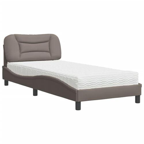 Seng med madras 90x200 cm stof gråbrun