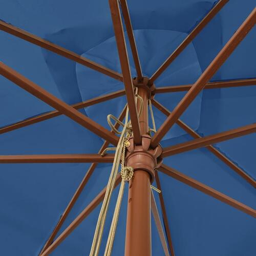 Haveparasol med træstang 300x300x273 cm azurblå
