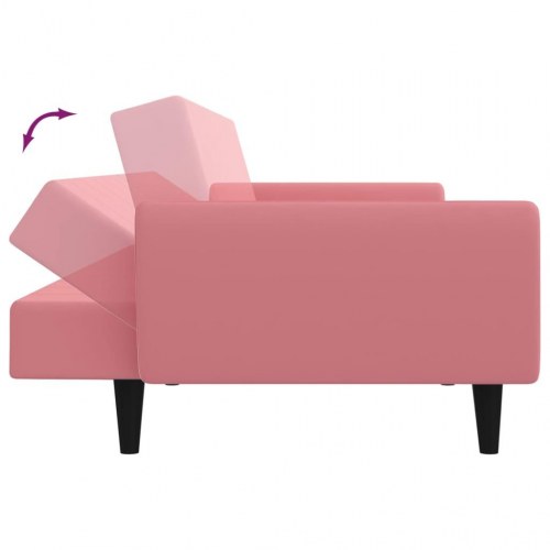 2-personers sovesofa i fløjl - lyserød
