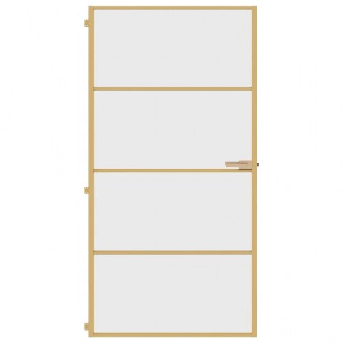Indvendig glasdør 102,5×201,5 cm - hærdet glas og aluminiumsramme, guldfarvet