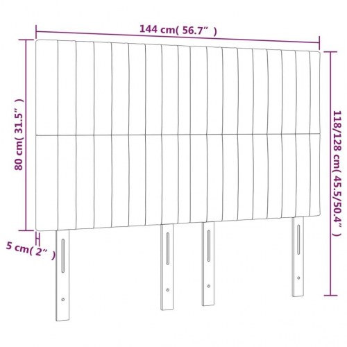 Sengegavl i sort fløjl 144 x 5 x 118/128 cm