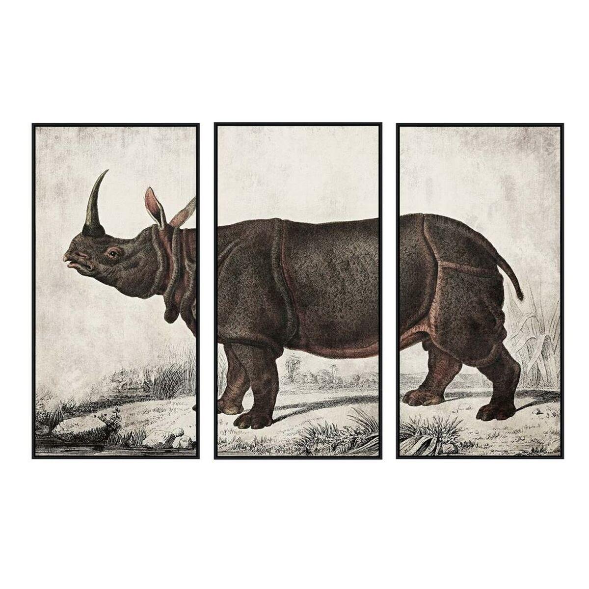 Lærredssæt - næsehorn, 180 × 120 cm (3 dele)