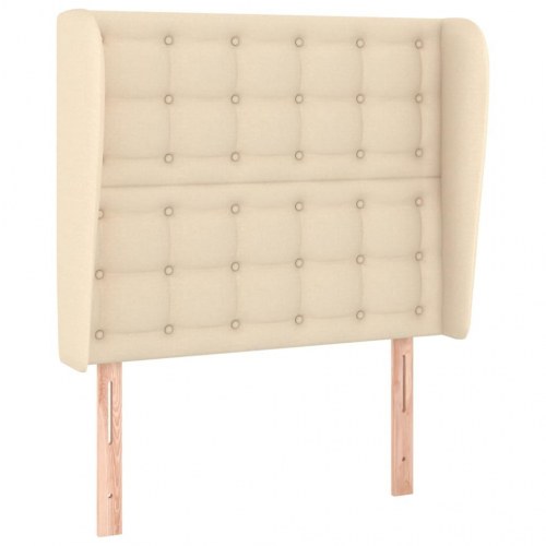 Sengegavl med kanter 83x23x118/128 cm stof cremefarvet