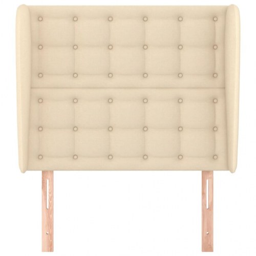 Sengegavl med kanter 83x23x118/128 cm stof cremefarvet