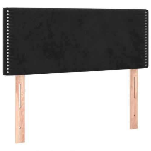 Kontinentalseng i fløjl - 90×200 cm, sort, inkl. madras og topmadras