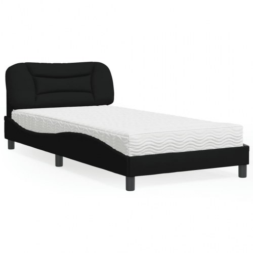 Seng med madras Hvar 100x200 cm - stof, sort