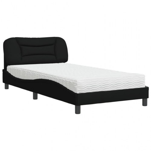 Seng med madras Hvar 100x200 cm - stof, sort
