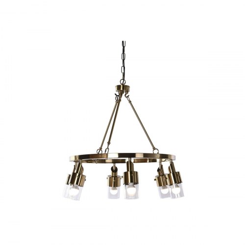 Loftslampe, krystal og gylden metal, 66 × 66 × 60 cm, 40 W, E14