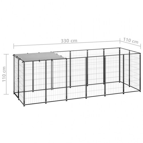 Hundeløbegård 330 × 110 × 110 cm - stål, sort