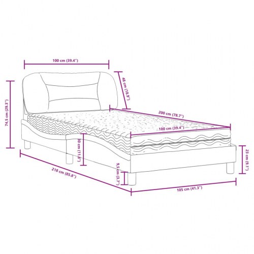 Seng med madras Hvar 100x200 cm - stof, sort