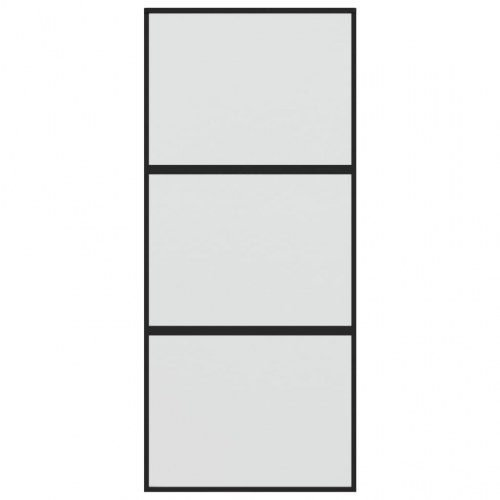 Skydedør 90x205 cm hærdet glas og aluminium sort