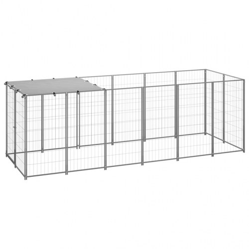Hundeløbegård 330 × 110 × 110 cm - stål, sølvfarvet med PE-tag