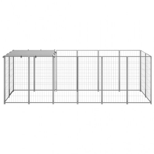 Hundeløbegård 330 × 110 × 110 cm - stål, sølvfarvet med PE-tag