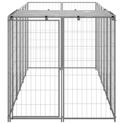 Hundeløbegård 330 × 110 × 110 cm - stål, sølvfarvet med PE-tag