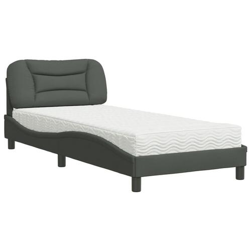 Seng med madras 90x200 cm stof mørkegrå