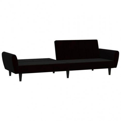 2-personers sovesofa i fløjl - sort