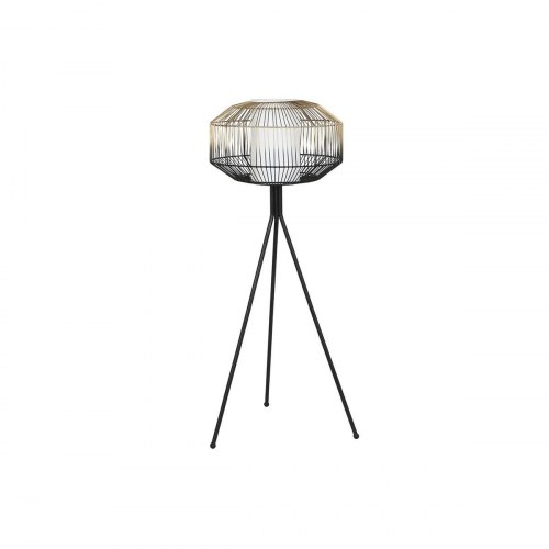 Gulvlampe - sort/gylden, jern, E27, 50 W, 220 V, 39 × 39 × 103 cm