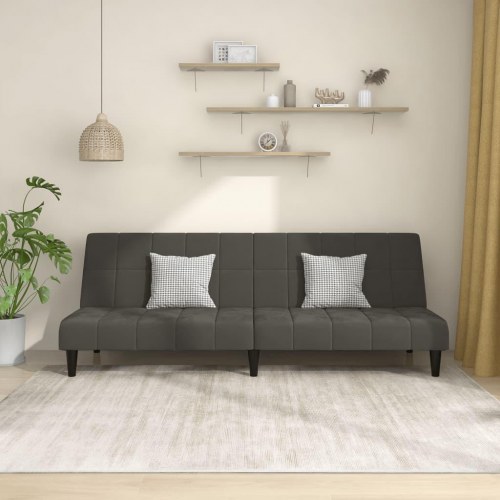 2-personers sovesofa i fløjl - mørkegrå