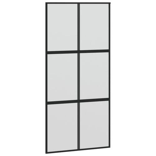 Skydedør 102,5x205 cm hærdet glas og aluminium hvid