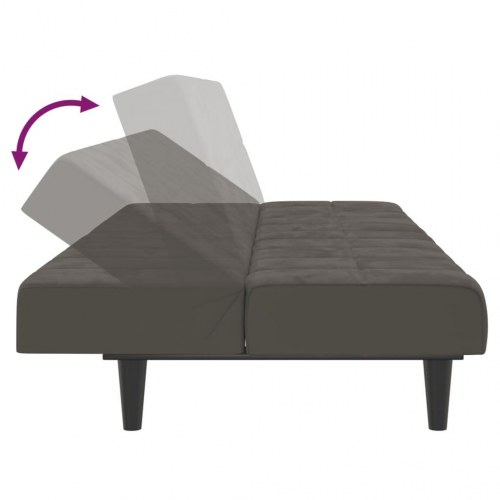 2-personers sovesofa i fløjl - mørkegrå