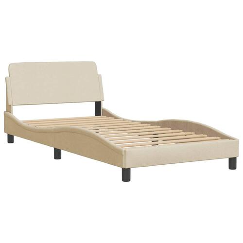 Seng med madras 100x200 cm stof cremefarvet