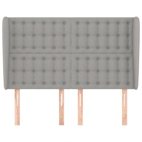 Sengegavl med kanter 147 x 23 x 118/128 cm - lysegrå