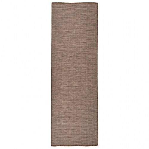 Fladvævet udendørstæppe 80 × 250 cm - brun løber