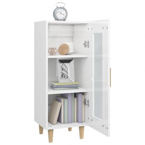 Skænk 34,5x34x90 cm konstrueret træ hvid højglans