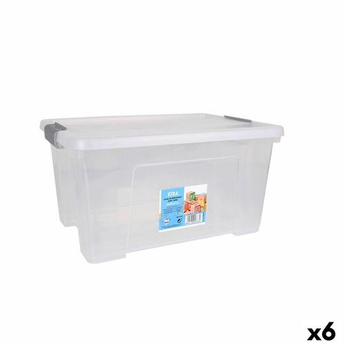 Opbevaringsboks med låg Dem Kira Plastik Gennemsigtig 20 L 40 x 28 x 26 cm (6 enheder)