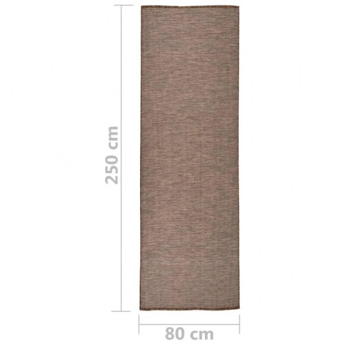 Fladvævet udendørstæppe 80 × 250 cm - brun løber