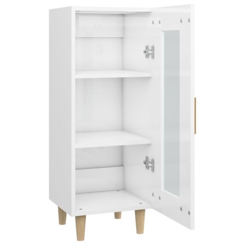 Skænk 34,5x34x90 cm konstrueret træ hvid højglans