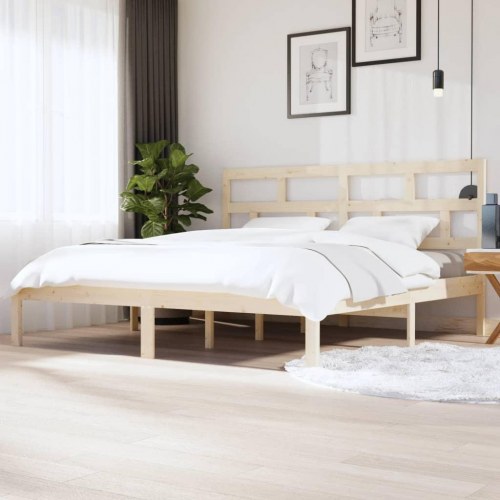 Sengeramme 200 x 200 cm i massivt fyrretræ - naturlig med hovedgærde