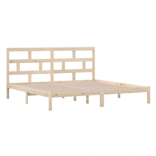 Sengeramme 200 x 200 cm i massivt fyrretræ - naturlig med hovedgærde