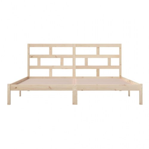Sengeramme 200 x 200 cm i massivt fyrretræ - naturlig med hovedgærde