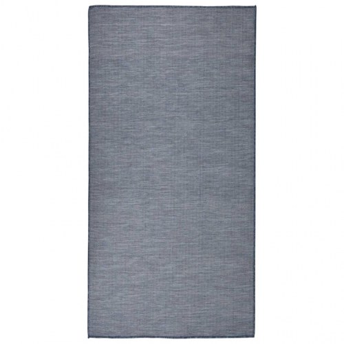 Fladvævet udendørstæppe - blå 100 × 200 cm