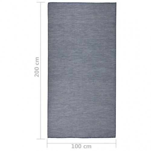 Fladvævet udendørstæppe - blå 100 × 200 cm