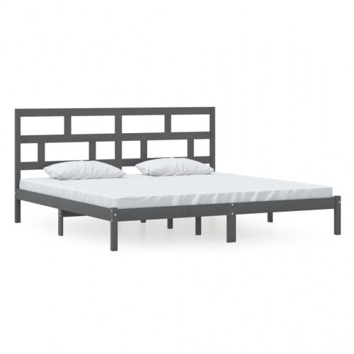 Sengeramme 200 x 200 cm i massivt fyrretræ - grå