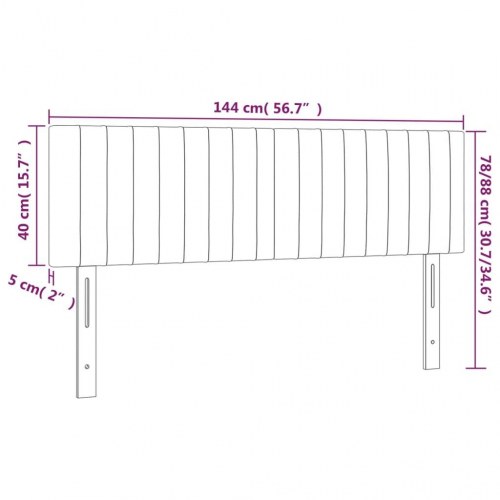 Sengegavl med LED-lys i fløjl 144 x 5 x 78/88 cm - sort