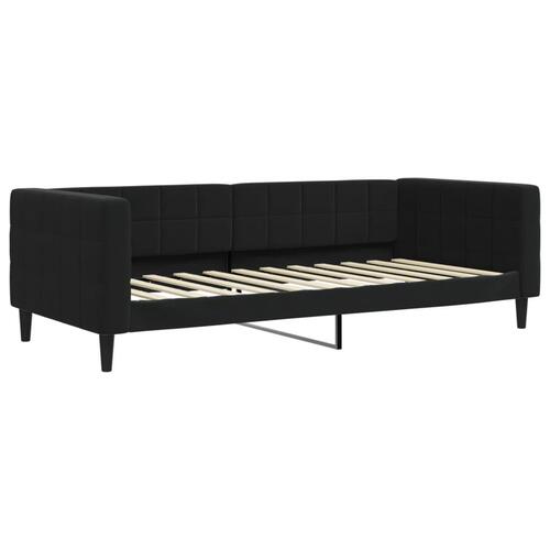 Daybed med udtræk og madras 90x200 cm velour sort