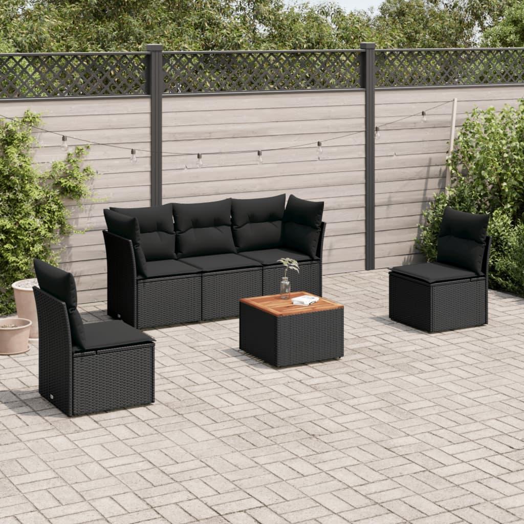 Sofasæt Til Haven 6 Dele Med Hynder Polyrattan - Sort