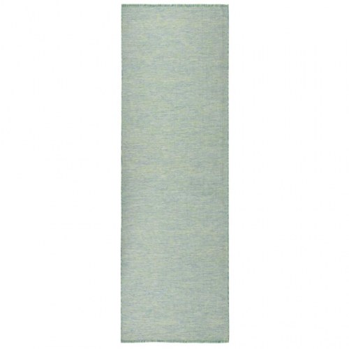 Fladvævet udendørstæppe 80×250 cm - turkis